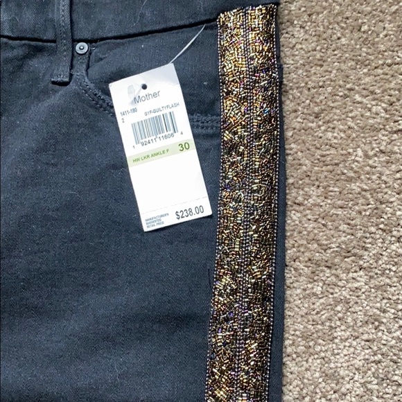Mother black embellished trim jeans NWT - Picture 3 of 4